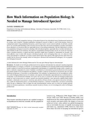 How Much Information on Population Biology Is Needed to Manage Introduced Species?