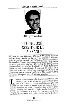 Louis Joxe Serviteur De La France