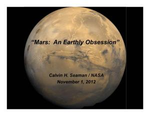 “Mars: an Earthly Obsession”