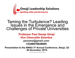 Leading Issues in the Emergence and Challenges of Private Universities