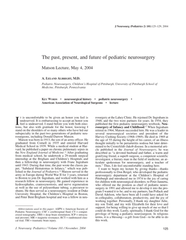 The Past, Present, and Future of Pediatric Neurosurgery