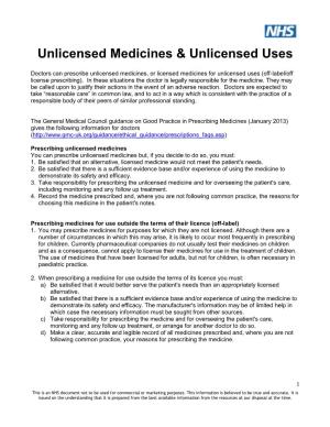 Unlicensed Medicines List for Suffolk D&T