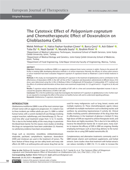 The Cytotoxic Effect of Polygonium Cognatum and Chemotherapeutic