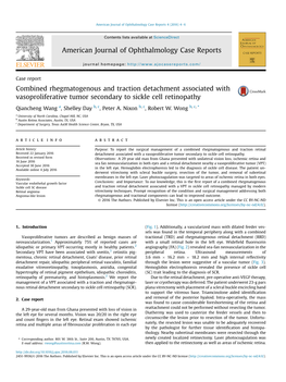 Combined Rhegmatogenous and Traction Detachment Associated with Vasoproliferative Tumor Secondary to Sickle Cell Retinopathy