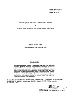 DE90 012645 Proceedings of the First International Seminar on Seismic