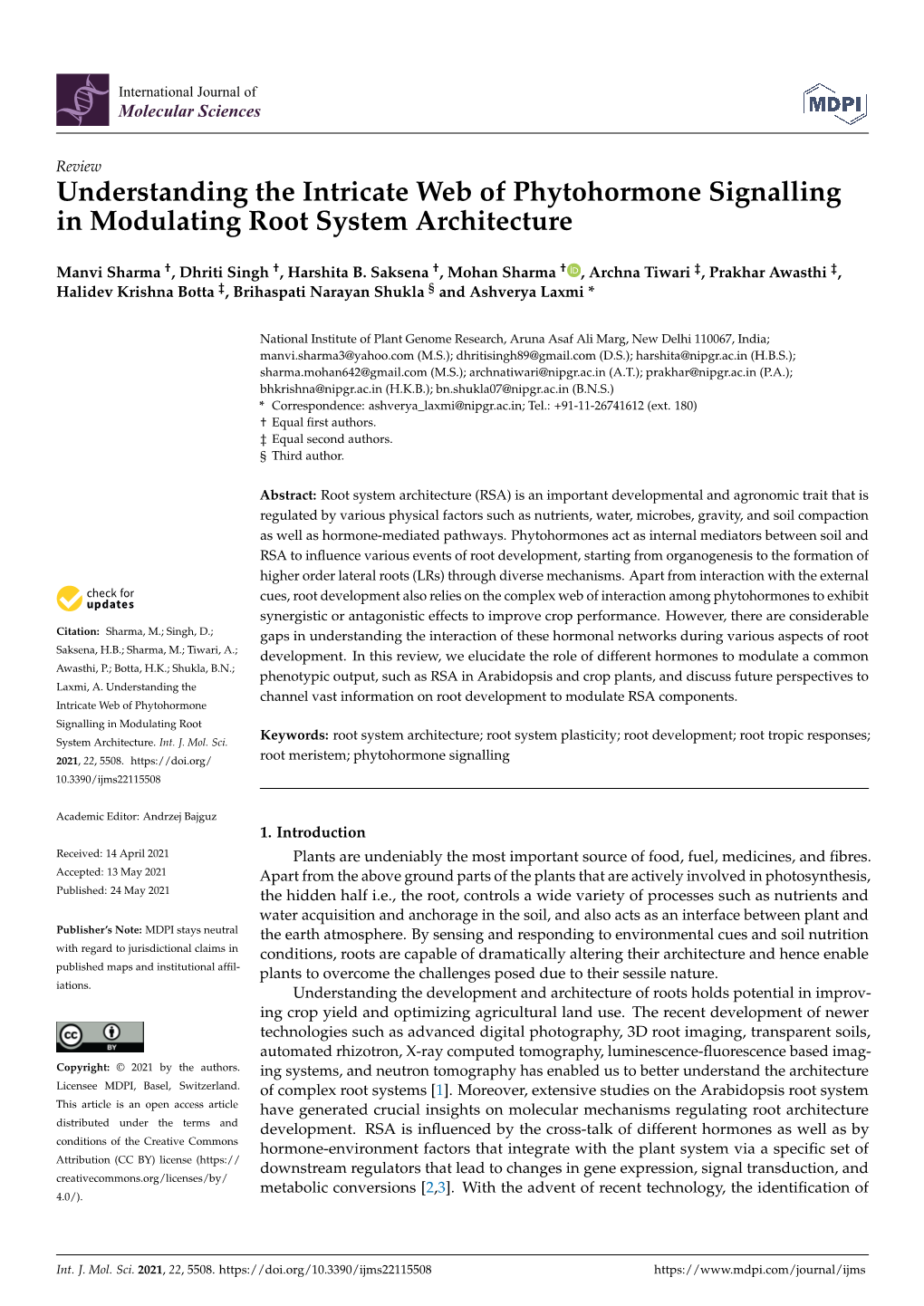 Understanding the Intricate Web of Phytohormone Signalling in Modulating Root System Architecture