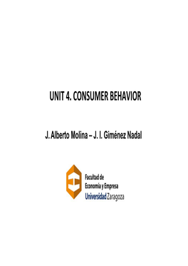 Unit 4. Consumer Behavior