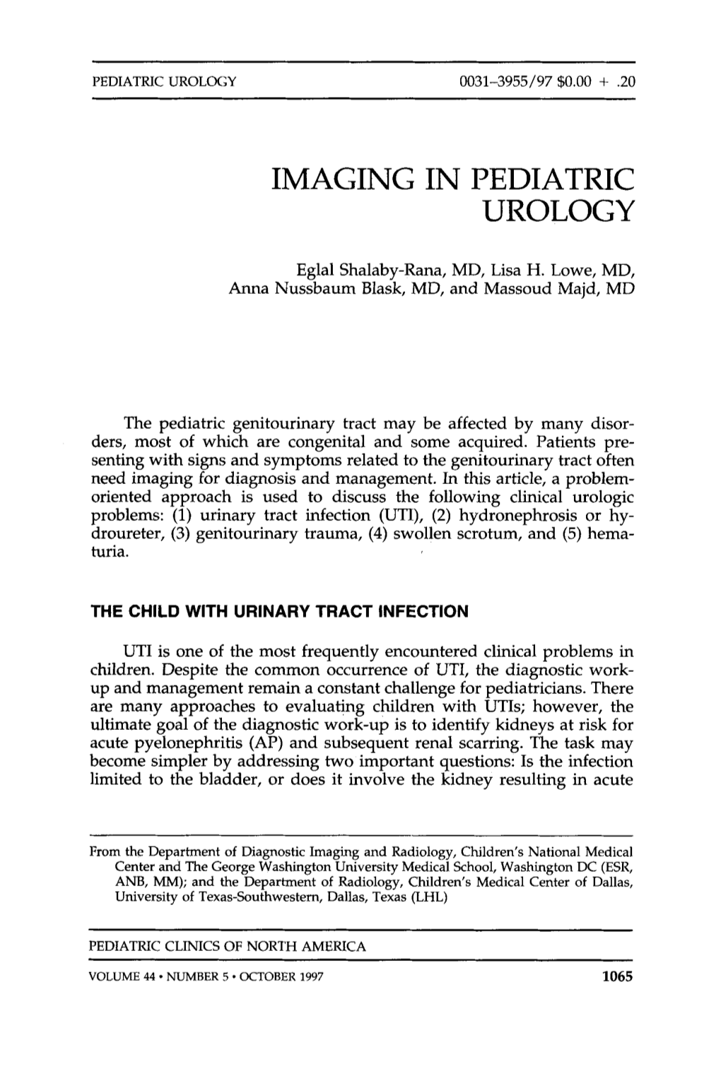 Imaging in Pediatric Urology