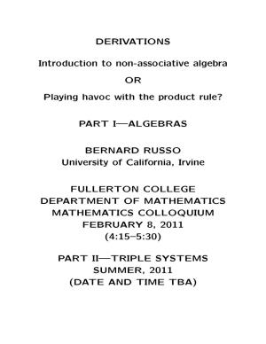 DERIVATIONS Introduction to Non-Associative Algebra OR