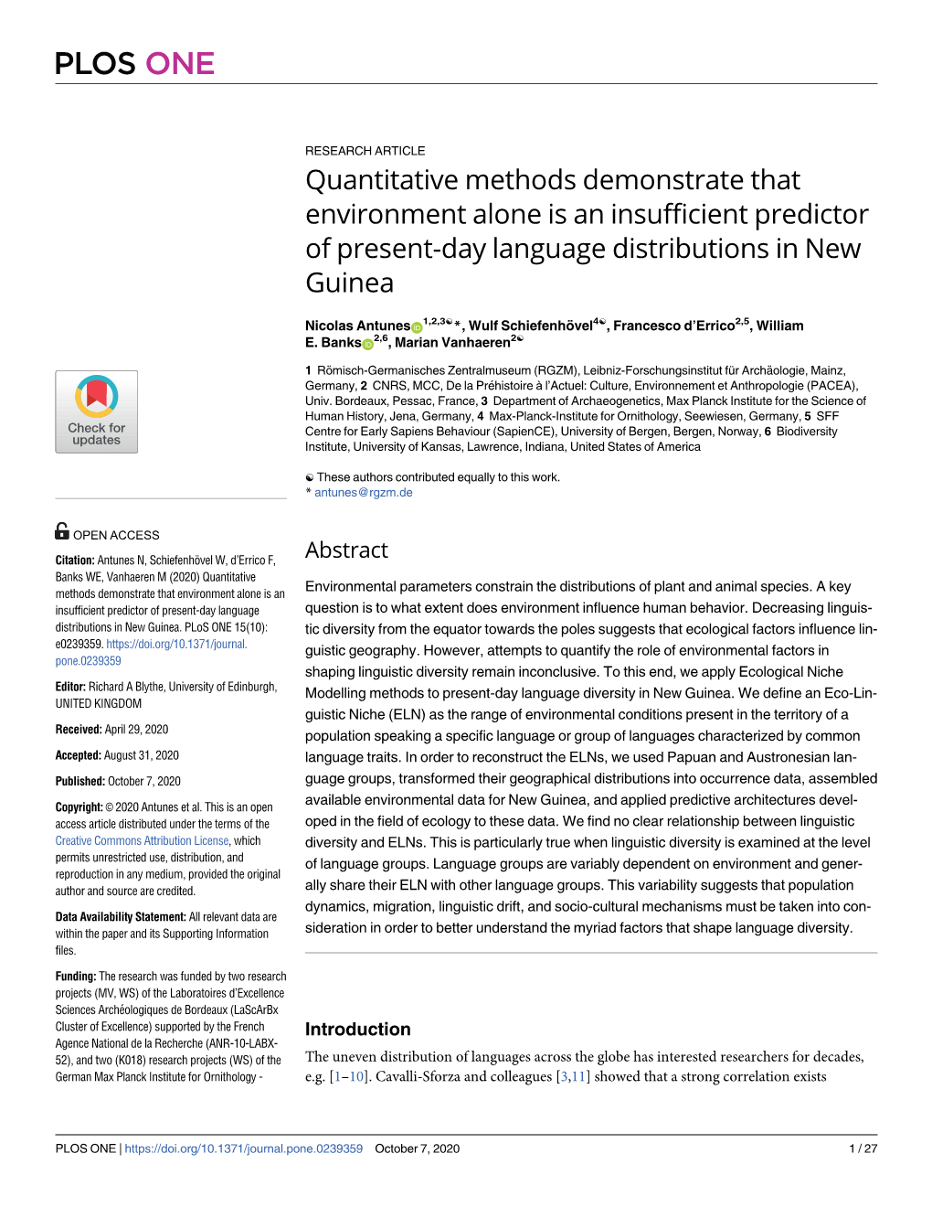 Quantitative Methods Demonstrate That Environment Alone Is an Insufficient Predictor of Present-Day Language Distributions in New Guinea