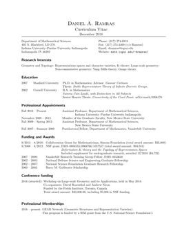 Daniel A. Ramras Curriculum Vitae December 2018