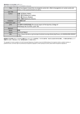 Effect of Progestins on Nucleic Acids and Others in the Ovariectomiz