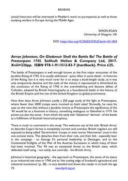 Arran Johnston, on Gladsmuir Shall the Battle Be! the Battle of Prestonpans 1745