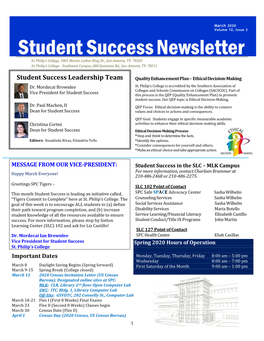 Student Success Newsletter St
