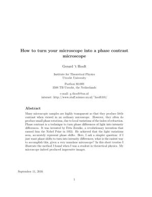 How to Turn Your Microscope Into a Phase Contrast Microscope