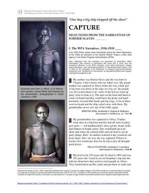 Capture in West Africa, Accounts from the Narratives of Former Slaves