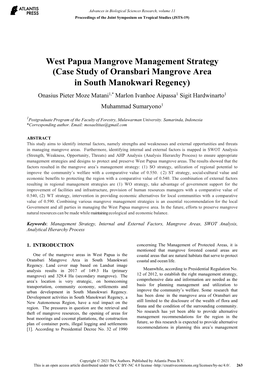 West Papua Mangrove Management Strategy