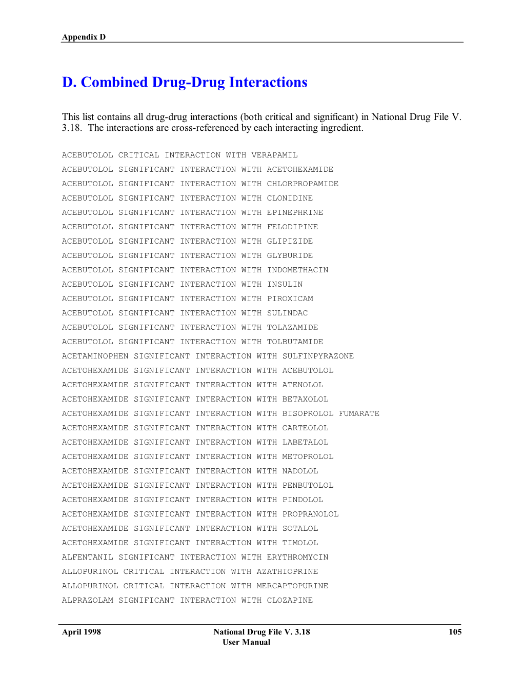 D. Combined Drug-Drug Interactions