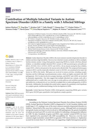Contribution of Multiple Inherited Variants to Autism Spectrum Disorder (ASD) in a Family with 3 Affected Siblings