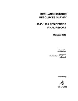 Kirkland 1945-1965 Historic Residences Survey