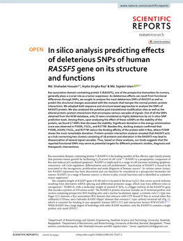 In Silico Analysis Predicting Effects of Deleterious Snps of Human