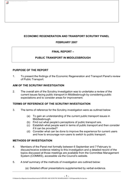 Economic Regeneration and Transport Scrutiny Panel