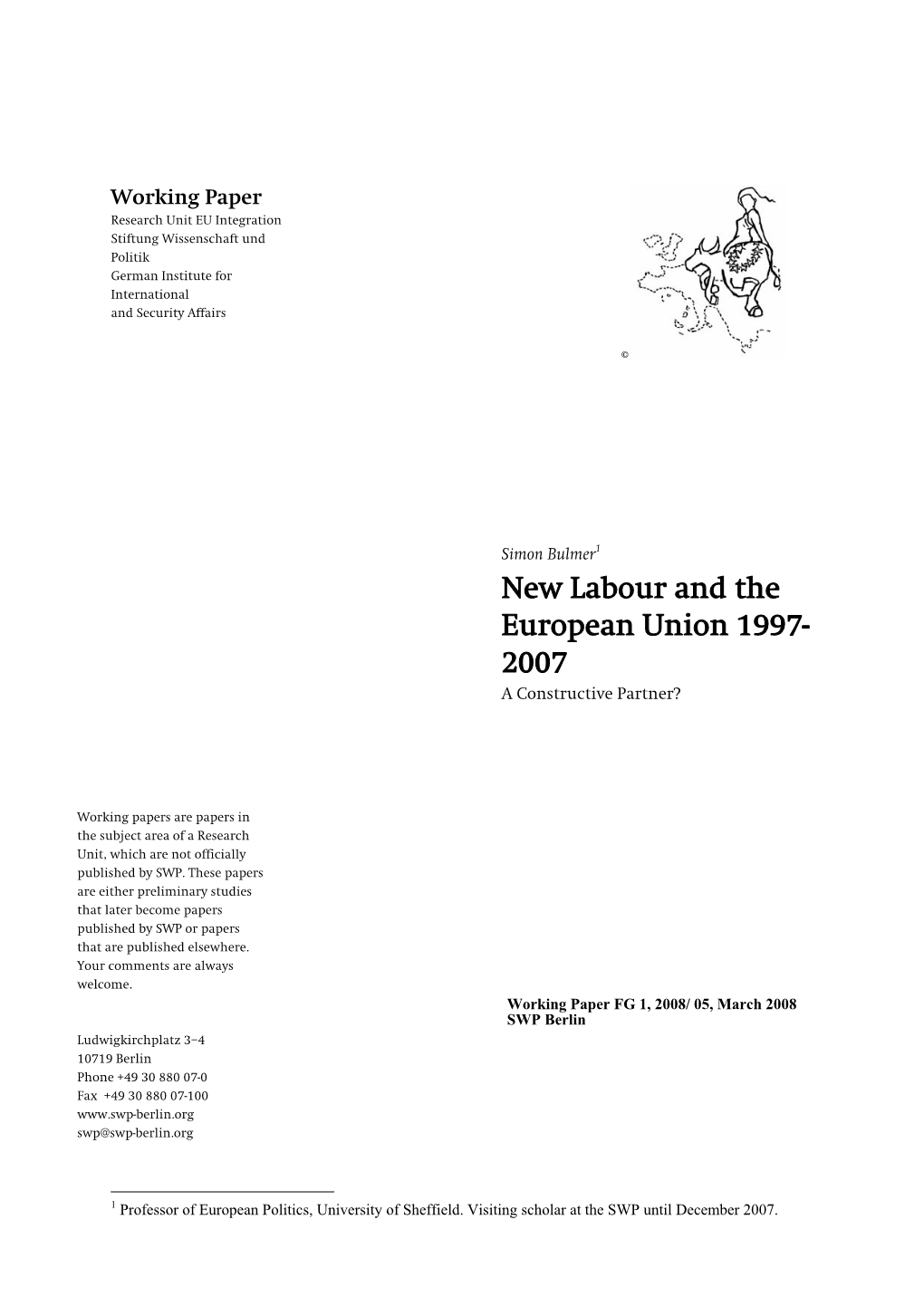 New Labour and the European Union 1997- 2007 a Constructive Partner?