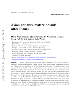 Axion Hot Dark Matter Bounds After Planck