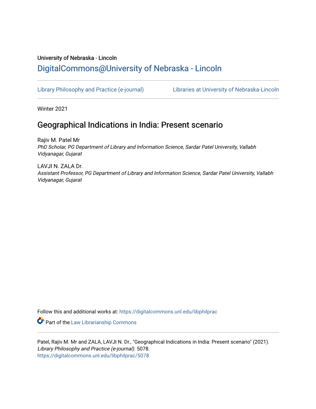 Geographical Indications in India: Present Scenario