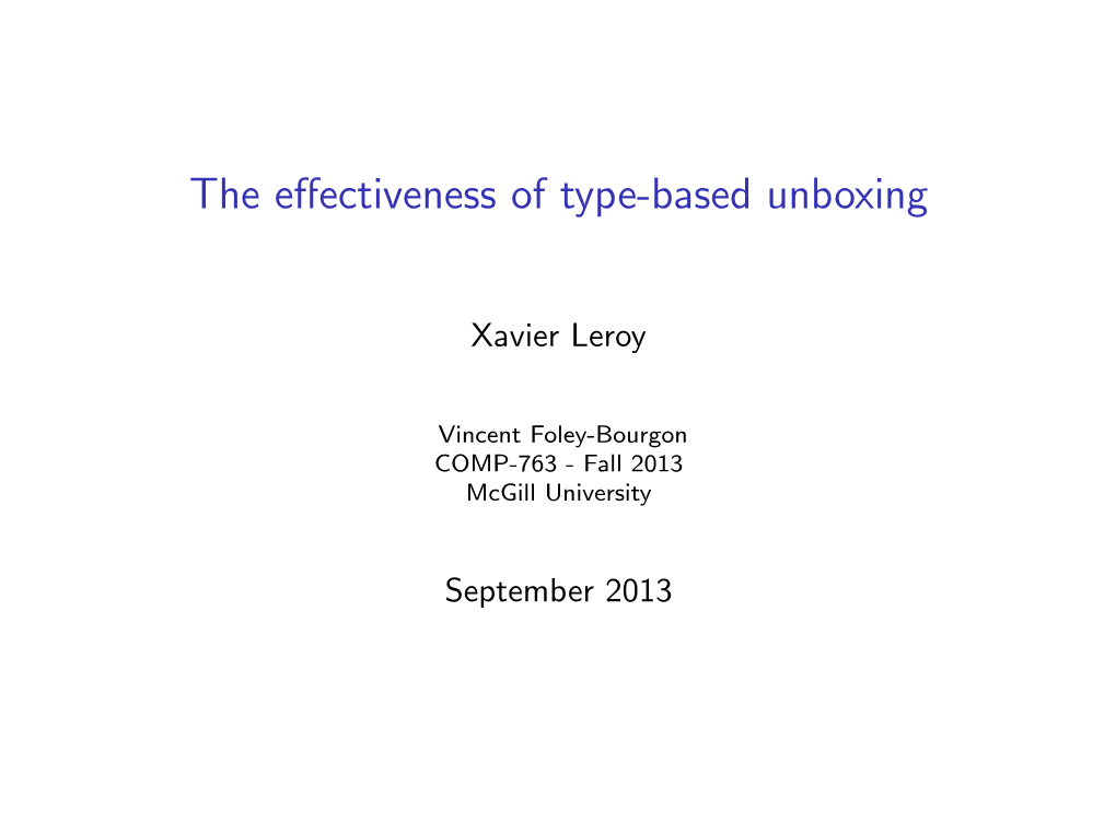 The Effectiveness of Type-Based Unboxing