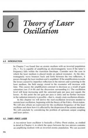 Laser Oscillation in Chapter 5 We Found That an Atomic Medium With