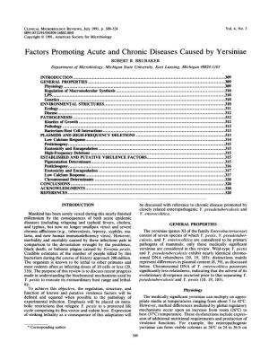Factors Promoting Acute and Chronic Diseases Caused by Yersiniae ROBERT R