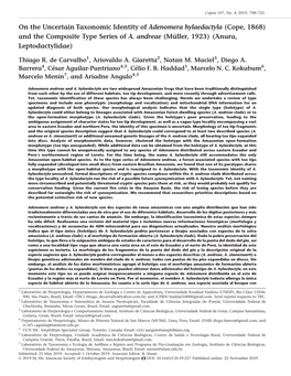 On the Uncertain Taxonomic Identity of Adenomera Hylaedactyla (Cope, 1868) and the Composite Type Series of A