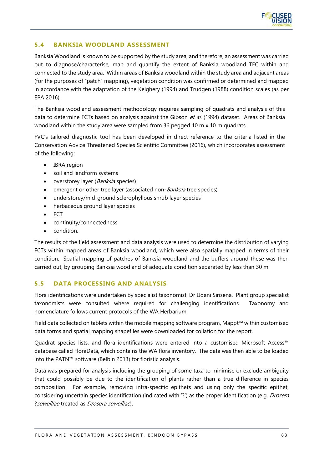 5.4 Banksia Woodland Assessment