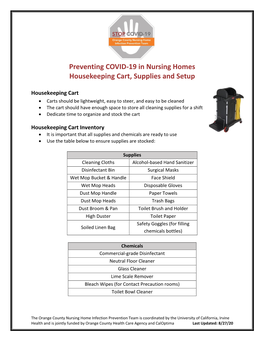 Preventing COVID-19 in Nursing Homes Housekeeping Cart, Supplies and Setup
