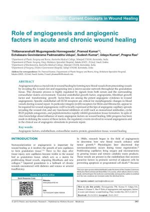 Role of Angiogenesis and Angiogenic Factors in Acute and Chronic Wound Healing