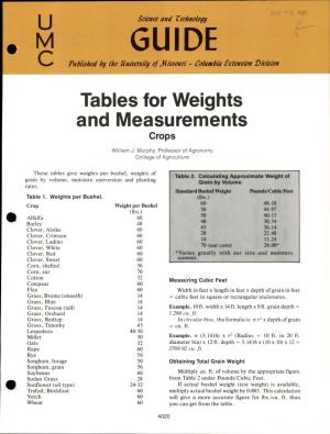 Tables for Weights and Measurements Crops