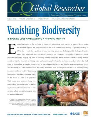 Vanishing Biodiversity IS SPECIES LOSS APPROACHING a “TIPPING POINT”?