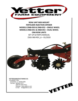 Row Unit Mid-Mount Fertilizer Injection Opener