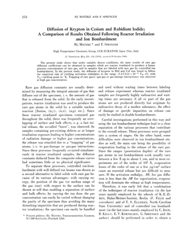 Diffusion of Krypton in Cesium and Rubidium Iodide; a Comparison of Results Obtained Following Reactor Irradiation and Ion Bombardment