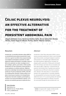 Celiac Plexus Neurolysis: an Effective Alternative for the Treatment Of