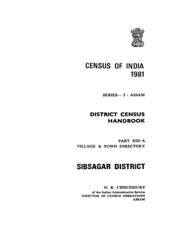 Village & Town Directory, Sibsagar, Part XIII-A, Series-3, Assam