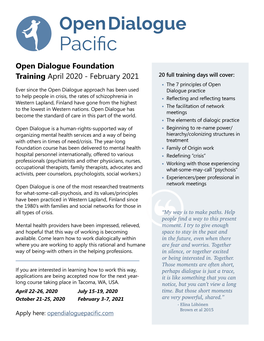 Open Dialogue Foundation Training April 2020