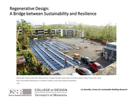 Regenerative Design: a Bridge Between Sustainability and Resilience