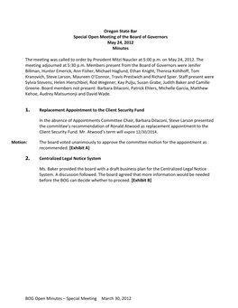 Oregon State Bar Board of Governors Minutes