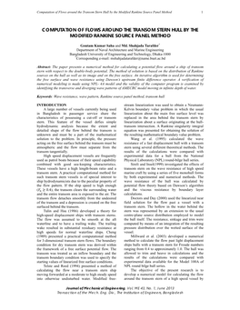 Computation of Flows Around the Transom Stern Hull by the Modified Rankine Source Panel Method 1