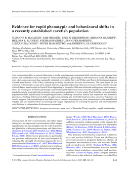 Evidence for Rapid Phenotypic and Behavioural Shifts in a Recently Established Cavefish Population