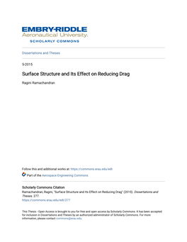 Surface Structure and Its Effect on Reducing Drag