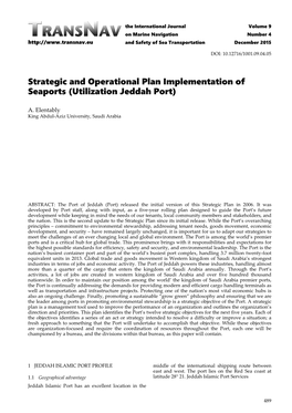 Strategic and Operational Plan Implementation of Seaports (Utilization Jeddah Port)