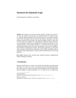 Structures for Epistemic Logic